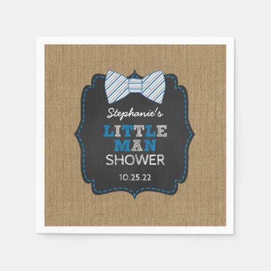 ボウタイ素朴チリトルマンOh男の子の赤ちゃんシャワーの装飾 スタンダードカクテルナプキン (正面)