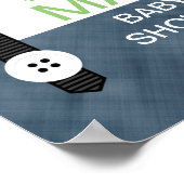 ボウタイ緑のネイビーブルーベビーシャワー歓迎サイン ポスター (角)