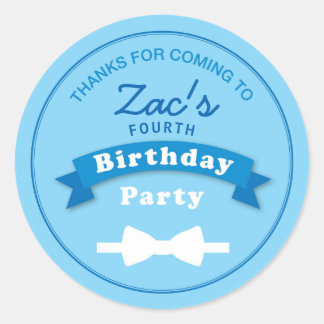 ボウタイ誕生日パーティーありがとうステッカー ラウンドシール