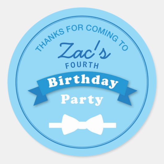 ボウタイ誕生日パーティーありがとうステッカー ラウンドシール (正面)