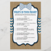 ボウタイ赤ちゃんシャワーゲームの電話/ベビー名 (裏面)