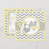 ボウタイ チュチュ チェッカープリント 性別発表パーティー 招待状 (正面/裏面)