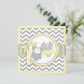 ボウタイ チュチュ チェッカープリント 性別発表パーティー 招待状 (スタンド正面)