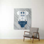 ボウタイ ベイビーシャワー 背景、ネイビー、水色 タペストリー (インサイチュ)