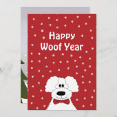 ボウタイ「Happy Woof Year」クリスマスのプードル シーズンカード (正面/裏面)