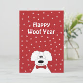 ボウタイ「Happy Woof Year」クリスマスのプードル シーズンカード (スタンド正面)