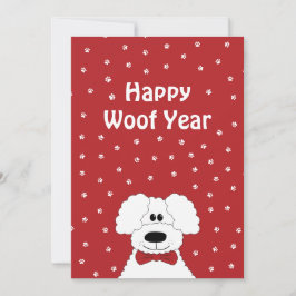 ボウタイ「Happy Woof Year」クリスマスのプードル シーズンカード