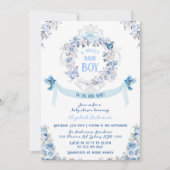 ボウダスティーフローラクレスト甘い男の赤ちゃんベビーシャワー 招待状 (正面)