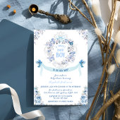 ボウダスティーフローラクレスト甘い男の赤ちゃんベビーシャワー 招待状