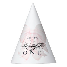 ボウティフル1歳の誕生日ピンクボウガールズ パーティーハット