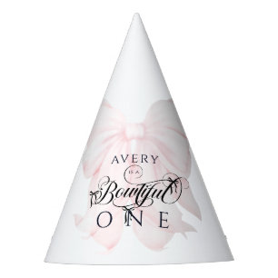 ボウティフル1歳の誕生日ピンクボウガールズ パーティーハット