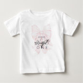 ボウティフル1歳の誕生日ピンクボウガールズ ベビーTシャツ (正面)