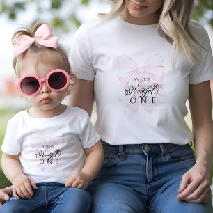 ボウティフル1歳の誕生日ピンクボウガールズ Tシャツ