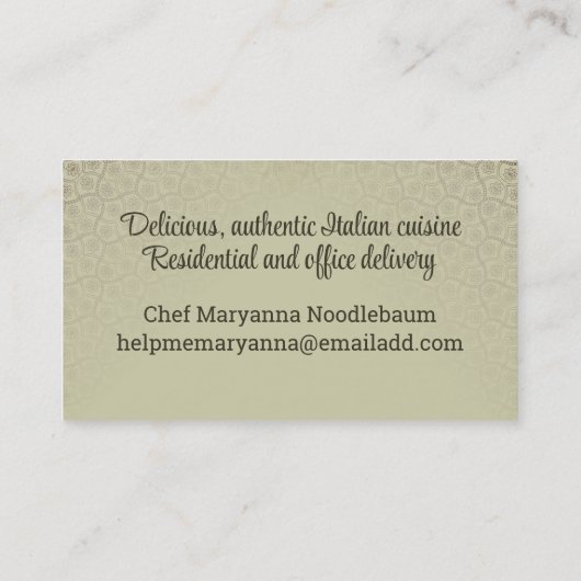 ボウディナープレートシェフケータリング名刺 名刺 (裏面)