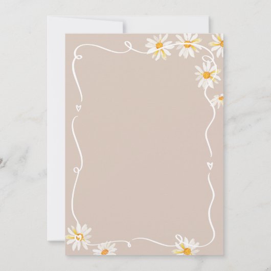 ボウデイジー花は彼女のonederful誕生日 招待状 (裏面)