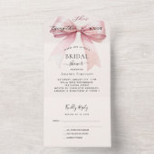 ボウノットピンクベージュクリームブライダルシャワーrsvp オールインワン招待状 (内側)