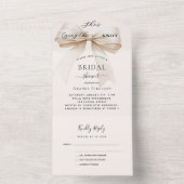 ボウノットベージュクリームブライダルシャワーrsvp オールインワン招待状 (内側)