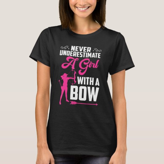 ボウハンター射撃、 発砲ファン女子アーチェリー Tシャツ (正面)