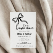 ボウハンドカップル図解入りの、写真付きのシャワーの招待状 招待状