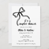 ボウハンドカップル図解入りの、写真付きのシャワーの招待状 招待状 (正面)