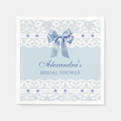 ボウパールレースアイルズブルーブライダルシャワー スタンダードカクテルナプキン (正面)