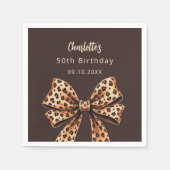 ボウヒョウ柄ビストルブラウン誕生日 スタンダードカクテルナプキン (正面)