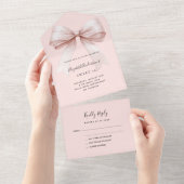 ボウピンクのローズ金ゴールドスウィート16 rsvp オールインワン招待状 (貼ってはがせる)