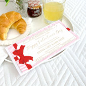 ボウピンクストライプのバレンタインデーのギフト券カード 招待状