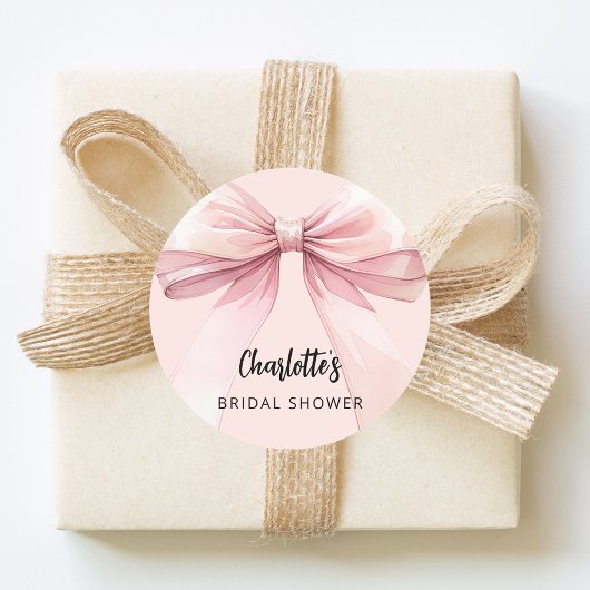 ボウピンクブライダルシャワー ラウンドシール
