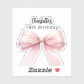 ボウピンク白エレガント誕生日 シール (シート)