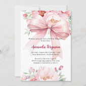 ボウピンク花模様エレガントブライダルシャワー 招待状 (正面)