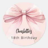 ボウピンク誕生日 ラウンドシール (正面)