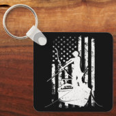 ボウフィッシングヴィンテージルックアメリカンフラッグボウ狩り キーホルダー (正面)