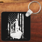 ボウフィッシングヴィンテージルックアメリカンフラッグボウ狩り キーホルダー (裏面)