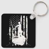 ボウフィッシングヴィンテージルックアメリカンフラッグボウ狩り キーホルダー (裏面)