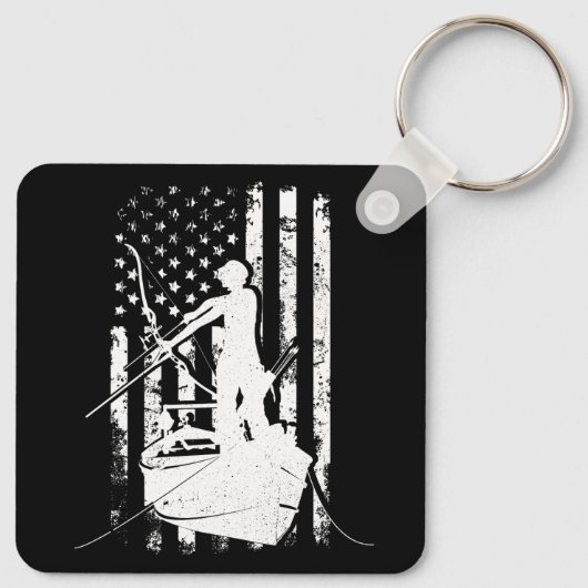 ボウフィッシングヴィンテージルックアメリカンフラッグボウ狩り キーホルダー (裏面)