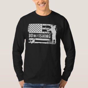 ボウフィッシングヴィンテージルックアメリカンフラッグボウ狩り Tシャツ