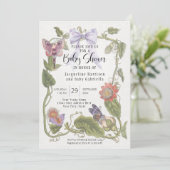 ボウフェアリーガーデンフラワーヴィンテージフローラベビーシャワー 招待状 (スタンド正面)