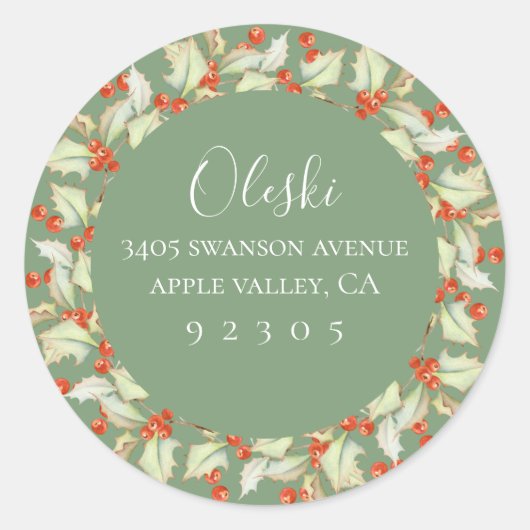 ボウフオブホリーリース差出人住所ステッカー ラウンドシール (正面)