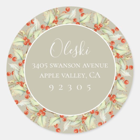 ボウフオブホリーリース差出人住所ステッカー ラウンドシール (正面)