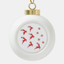 ボウフレーク枠付きボールシェイプオーナメント – トナカイ セラミックボールオーナメント