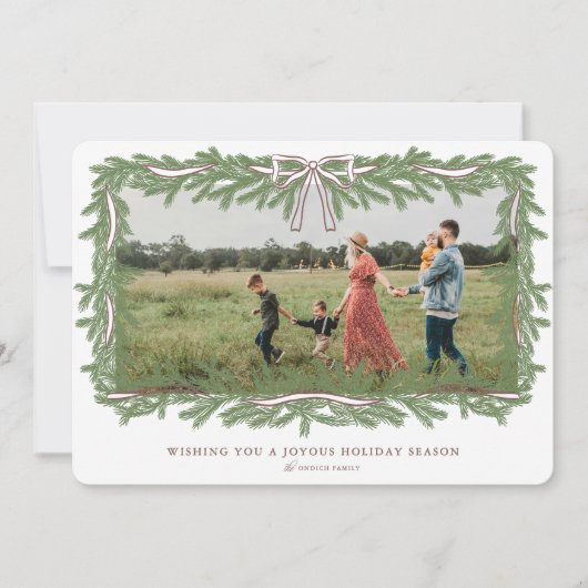 ボウフレームクリスマスリースクリスマスカード シーズンカード (正面)