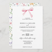 ボウフローラエレガントトレンディー結婚式招待状 招待状 (正面/裏面)