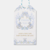 ボウフローラクレスト素朴ブルーボーイベビーシャワー ギフトタグ (正面)