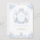 ボウフローラクレスト素朴ブルーボーイベビーシャワー サンキューカード (正面)