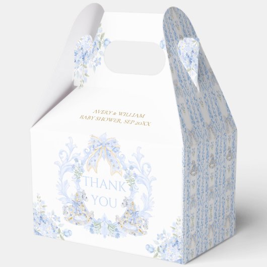 ボウフローラクレスト素朴ブルーボーイベビーシャワー フェイバーボックス (裏面)
