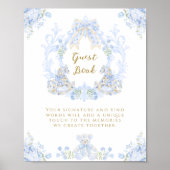 ボウフローラテディベアクレストベビーシャワーゲストブック ポスター (正面)