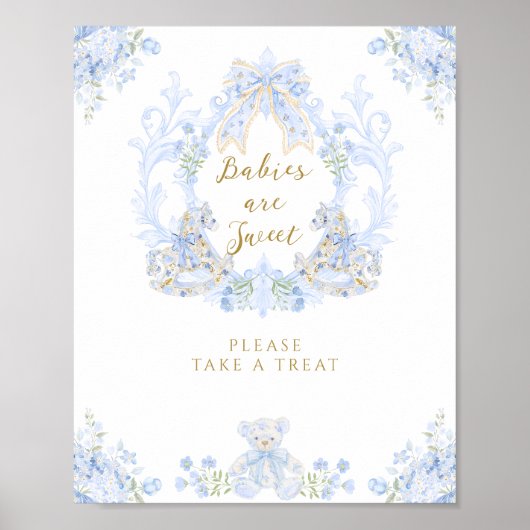 ボウフローラテディベアクレストボーイベビーシャワーバー ポスター (正面)