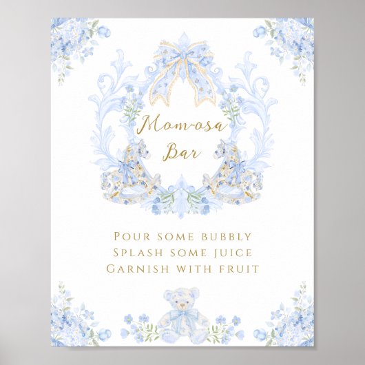 ボウフローラテディベアクレストボーイベビーシャワーバー ポスター (正面)