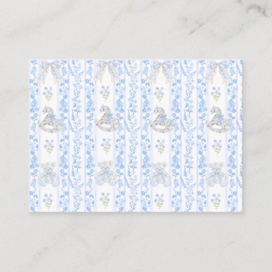 ボウフローラテディベアトイレボーイベビシャワーおむつ エンクロージャーカード (裏面)